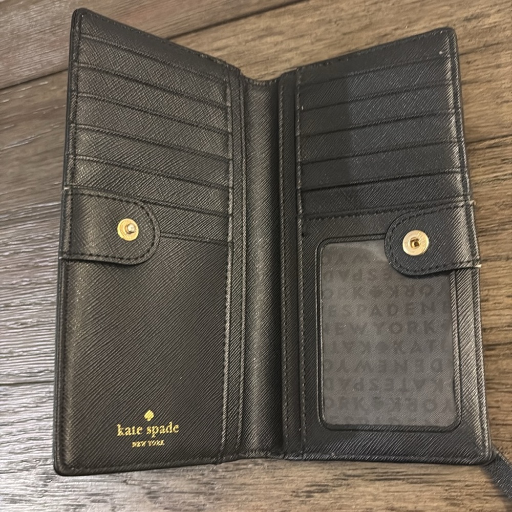 [Kate Spade] Stacy Laurel Way Soft Porcelain Colorblock Black & Pale Pink Wallet - Picture 8 of 15